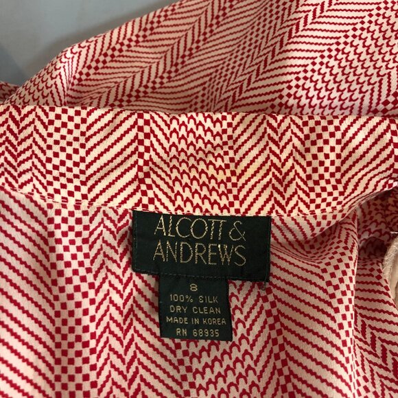 VINTAGE Alcott & Andrews 8 Red 1/2 Sleeve Dress with Belt READ MEASUREMENTS - Picture 11 of 12